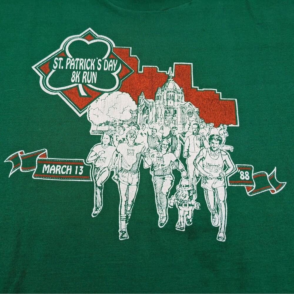 Vintage 80s St. Patrick's Day 8K Run Anoka MN‎ T-Shirt Green Size XL Rare - Picture 2 of 8